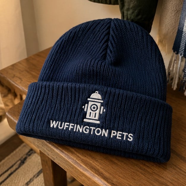 Customer photo of a custom team beanie